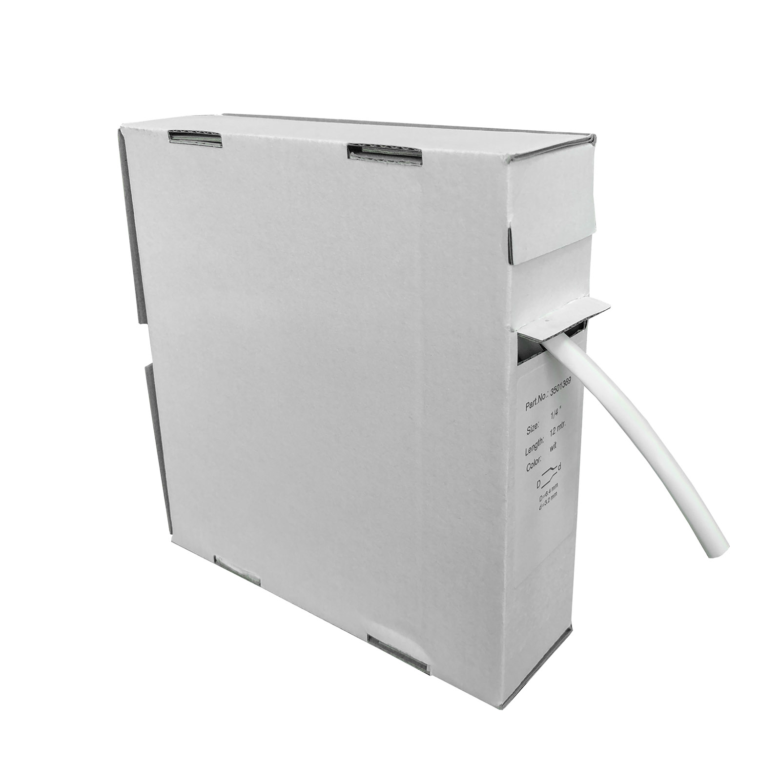 Krimpkous, 3.2-6.4mm, rol 12m, wit