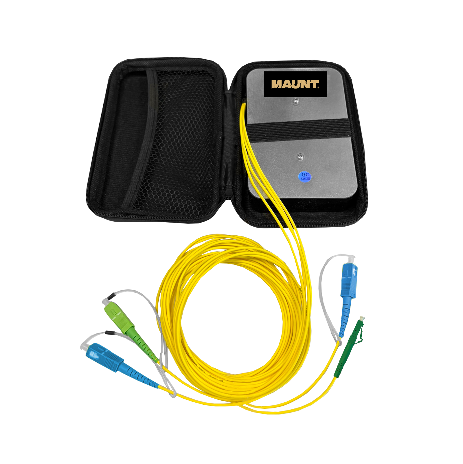 Voor-/naspanhaspel set, gekalibreerd, 2x 1000m, SC/PC-SC/APC, SC/PC-LC/APC 1x 1000m, SC/APC-SC/APC, SM, 2.0mm, 5m