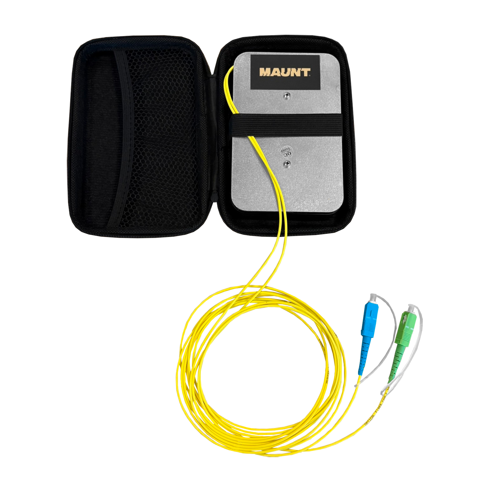Voor-/naspanhaspel set, gekalibreerd, 1x 1000m, SC/PC-SC/APC, 1x 1000m, SC/APC-SC/APC, SM, 2.0mm, 5m